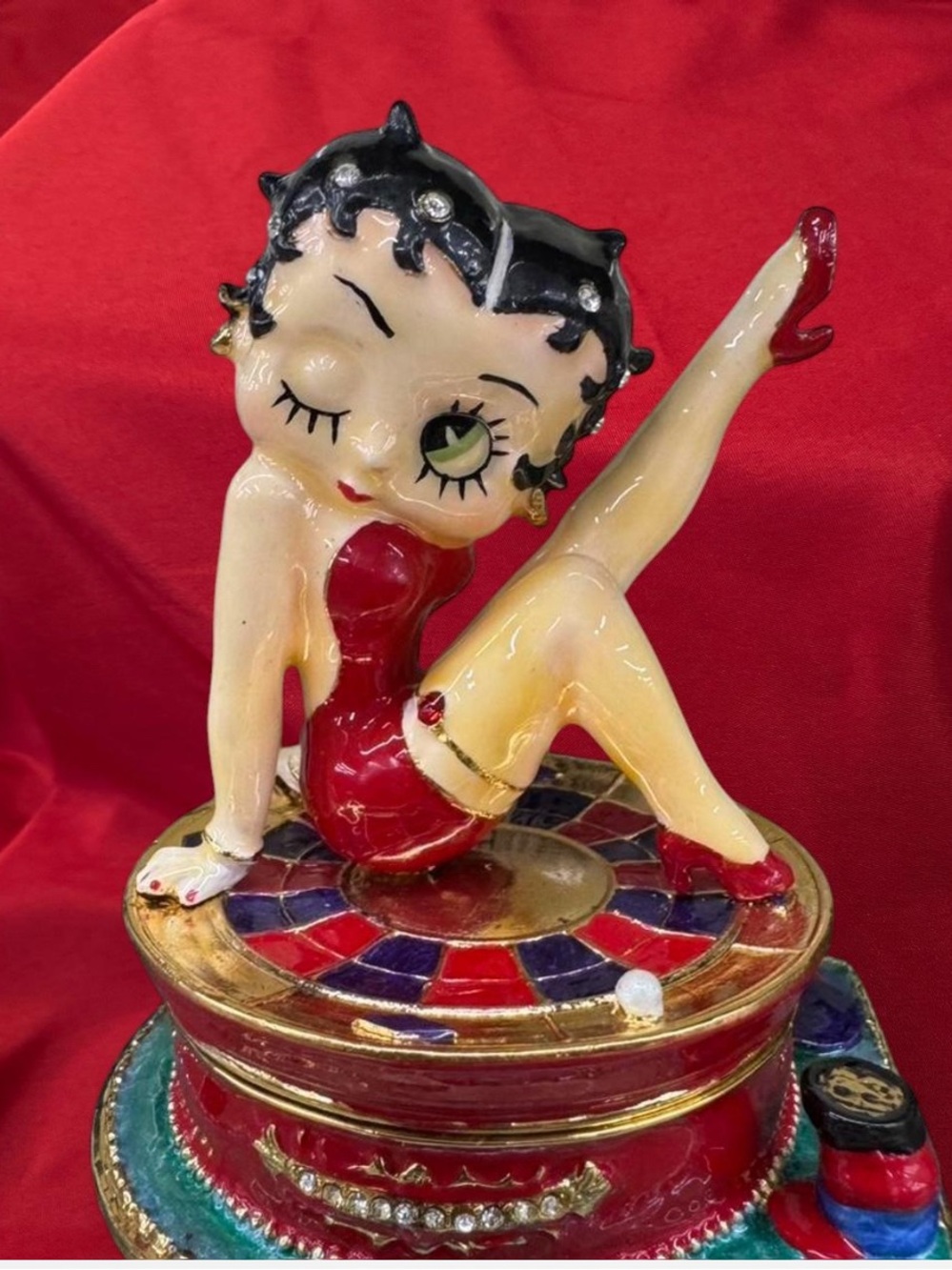 Betty Boop Red Pinup Trinket Box Figurine